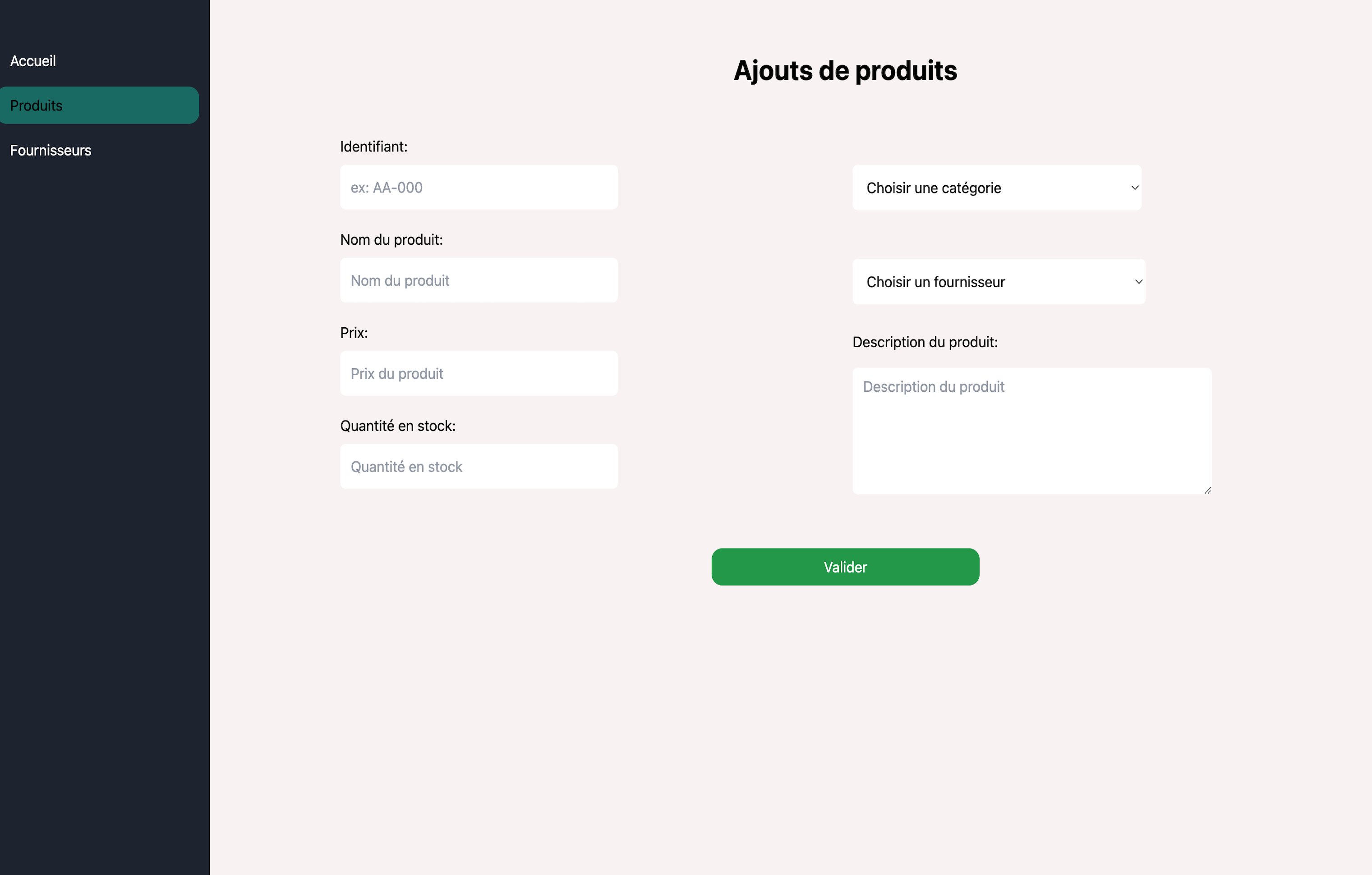 Renova page d'ajout de produits